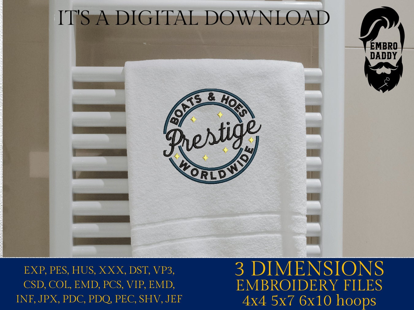 Machine Embroidery files, Boats and Hoes Prestige Worldwide, PES, DST, xxx, hus & more