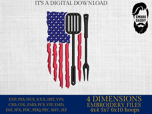 Machine Embroidery files, American Barbecue, BBQ, grill, DST, PES, xxx, hus, dst & more