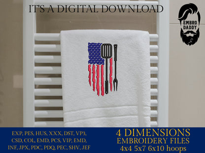 Machine Embroidery files, American Barbecue, BBQ, grill, DST, PES, xxx, hus, dst & more
