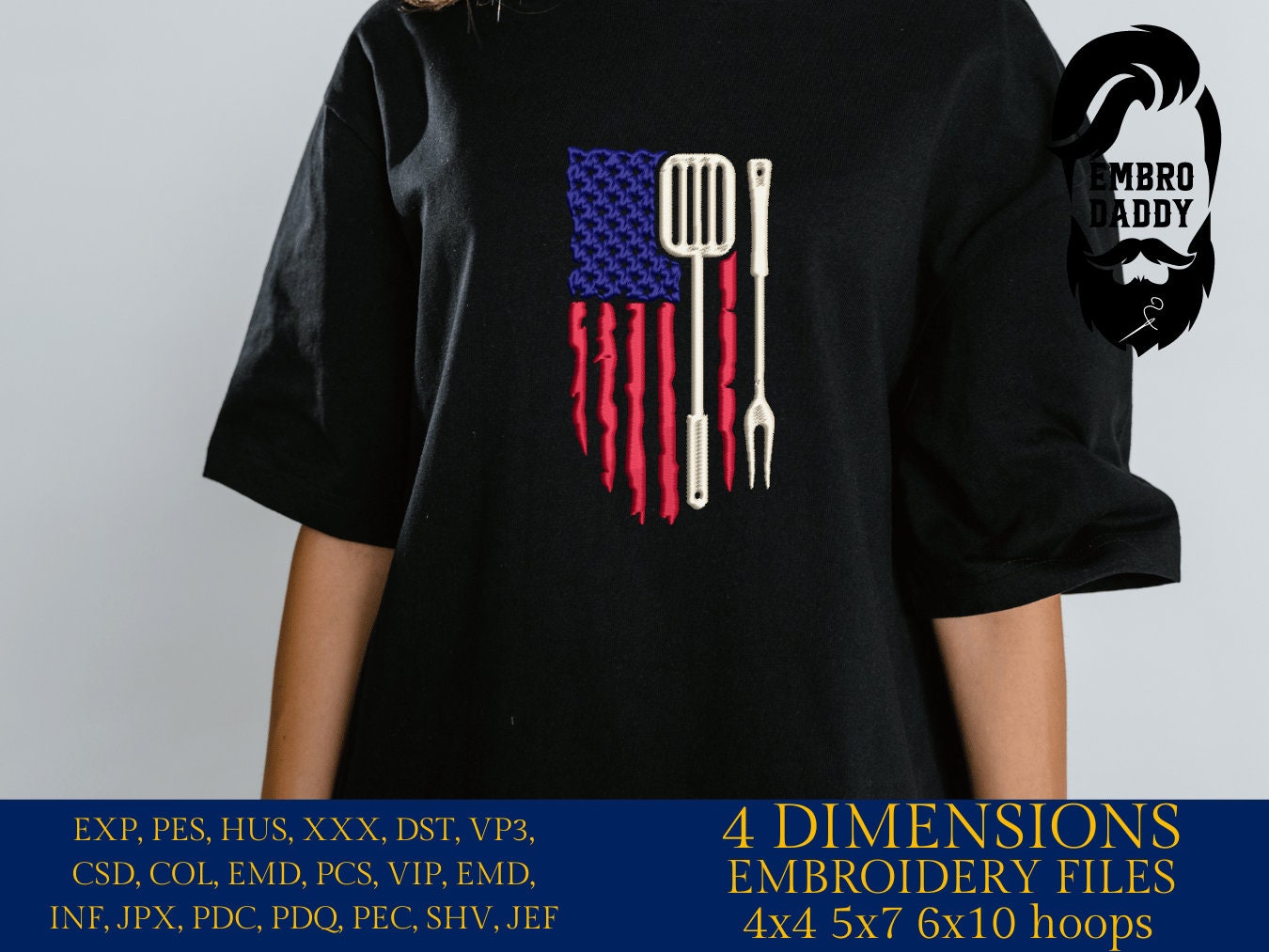 Machine Embroidery files, American Barbecue, BBQ, grill, DST, PES, xxx, hus, dst & more