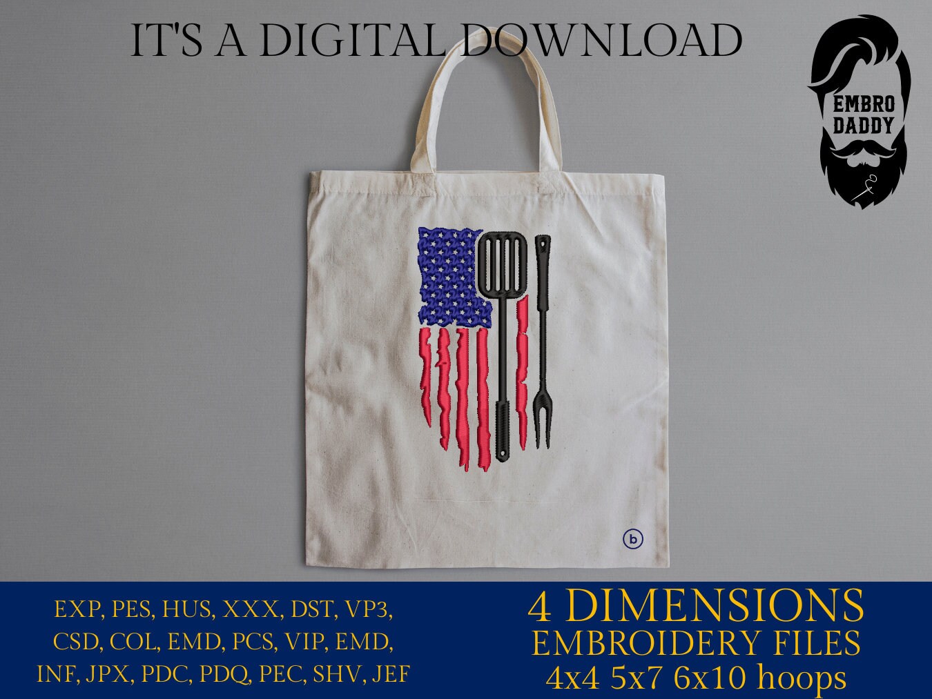 Machine Embroidery files, American Barbecue, BBQ, grill, DST, PES, xxx, hus, dst & more