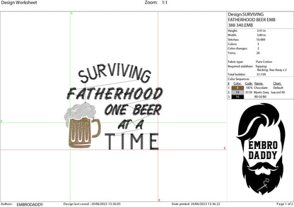 Machine Embroidery files, surviving fatherhood one beer at a time , DST, PES, xxx, hus & more