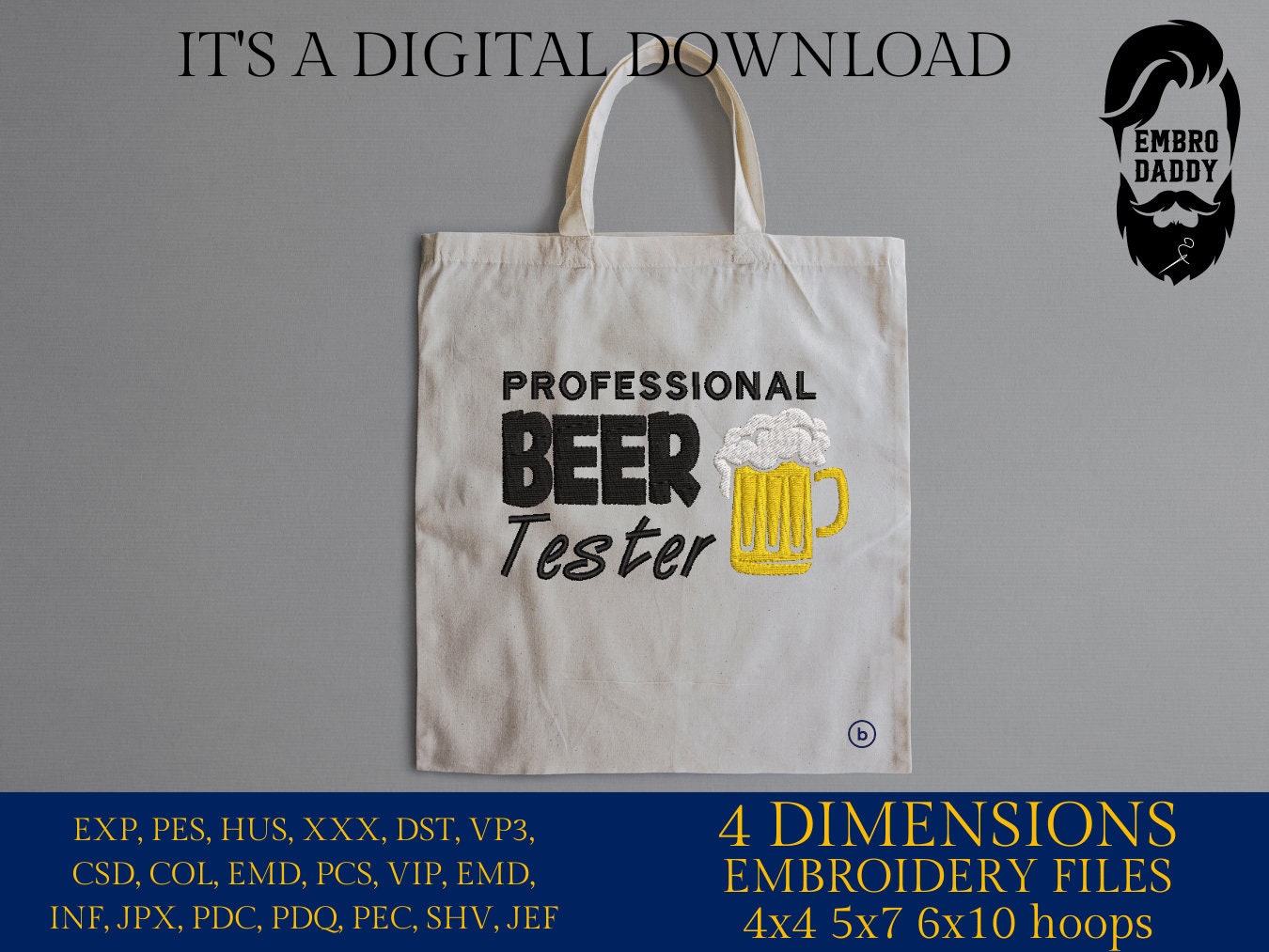 Machine Embroidery files, professional beer tester , DST, PES, xxx, hus & more