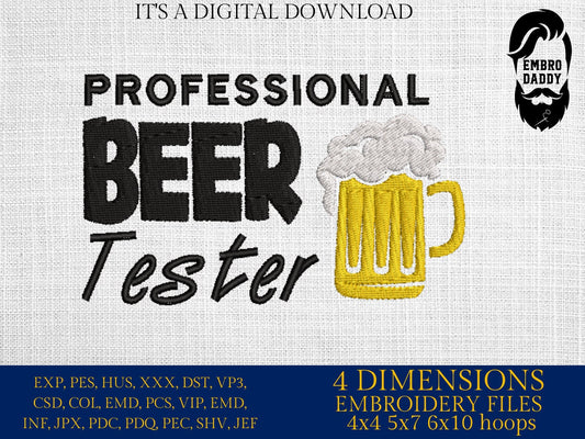 Machine Embroidery files, professional beer tester , DST, PES, xxx, hus & more