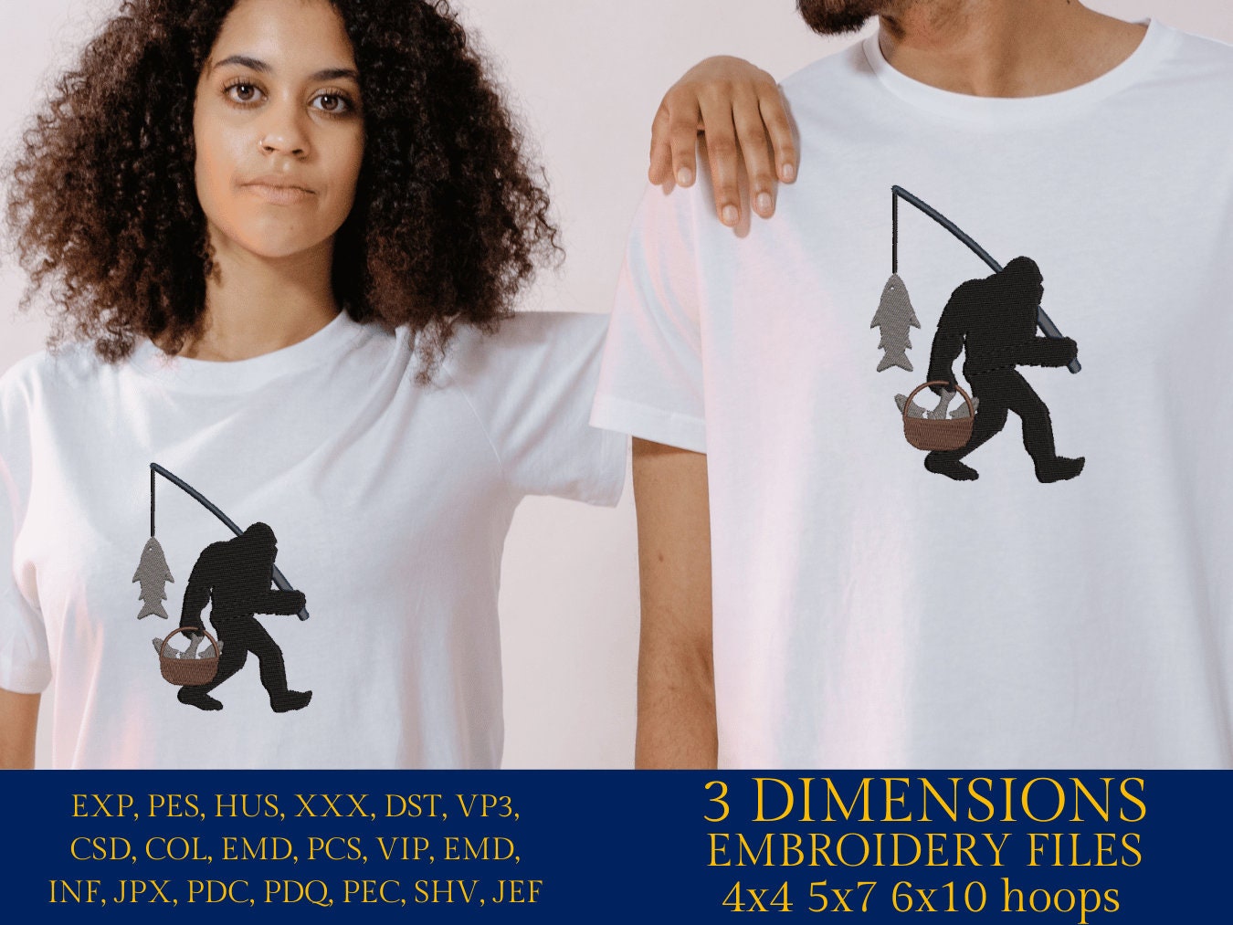 Machine Embroidery files, Bigfoot fisher, Bigfoot pes, Big Foot, Yeti, Sasquatch PES, xxx, hus & more