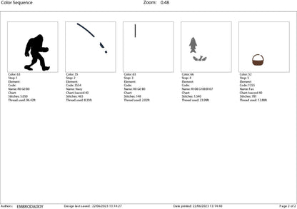 Machine Embroidery files, Bigfoot fisher, Bigfoot pes, Big Foot, Yeti, Sasquatch PES, xxx, hus & more