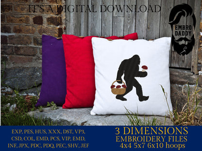 Machine Embroidery files, Bigfoot mushroom, Bigfoot pes, Big Foot, Yeti, Sasquatch PES, xxx, hus & more