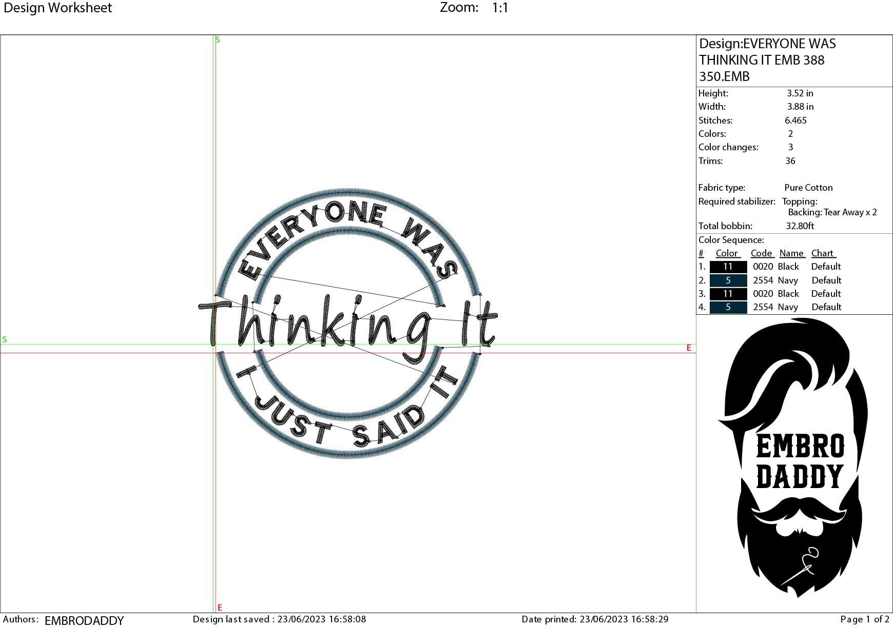 Machine Embroidery files, everyone was thinking it, DST, PES, xxx, hus & more