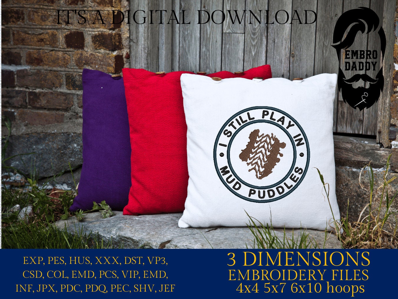 Machine Embroidery files, I still play with muddy puddles, dst PES, xxx, hus & more