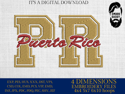 Machine Embroidery files, Puerto Rico, DST, PES, xxx, hus & more,
