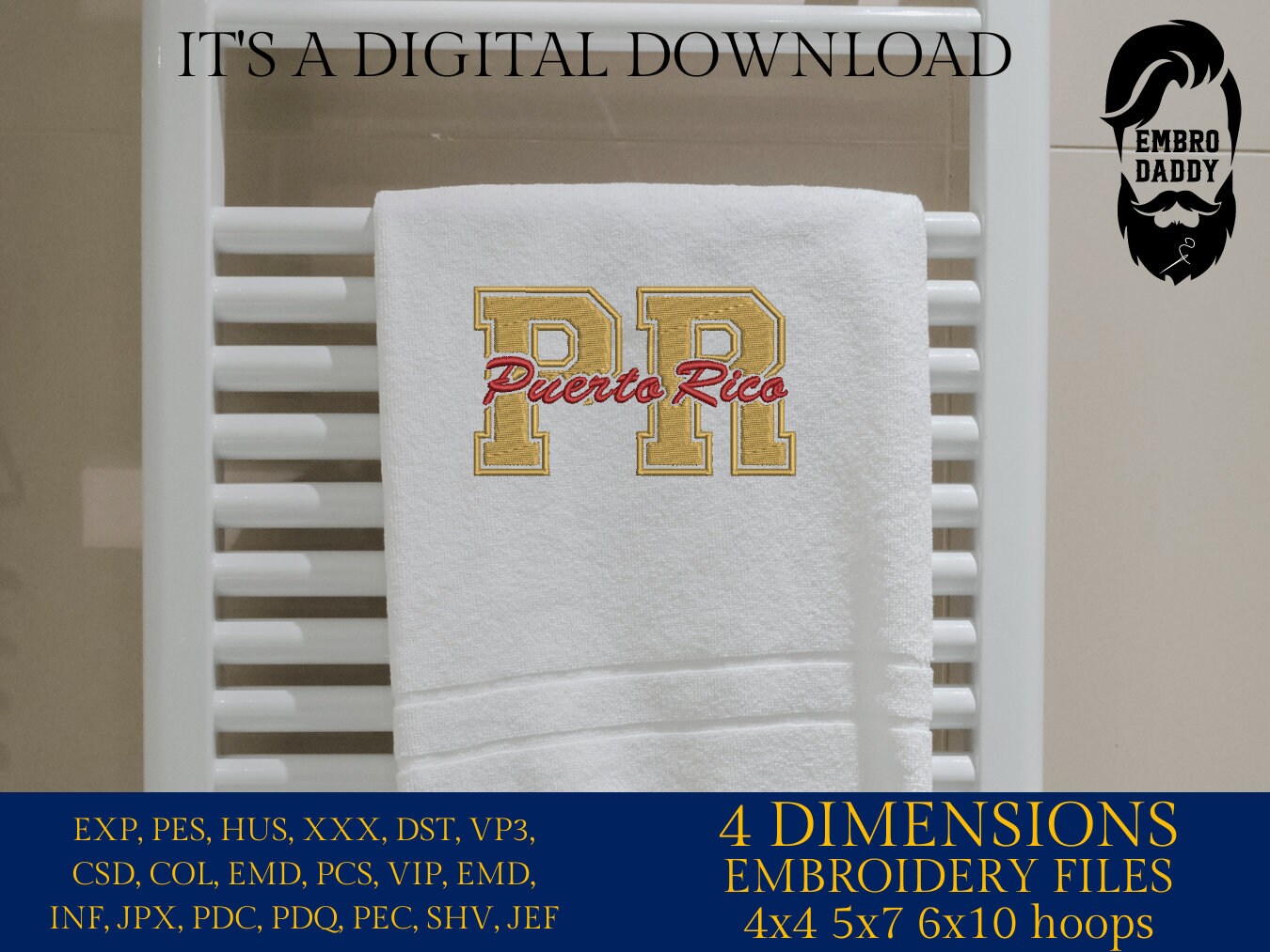 Machine Embroidery files, Puerto Rico, DST, PES, xxx, hus & more,