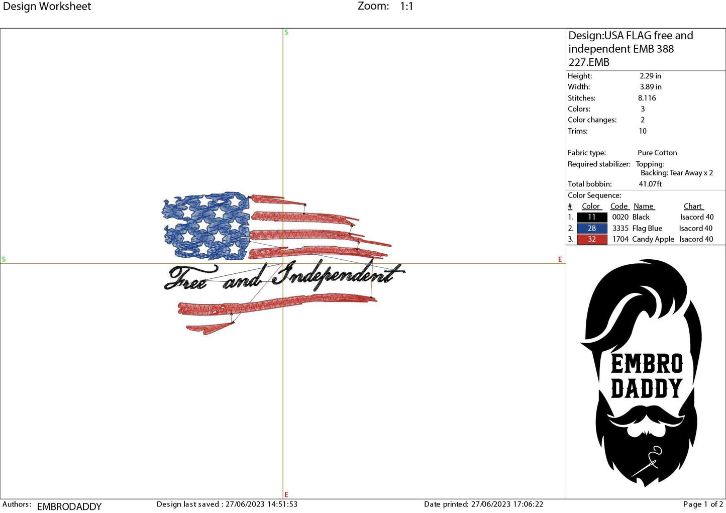 Machine Embroidery files, USA flag, Free and Independent, DST, PES, xxx, hus & more