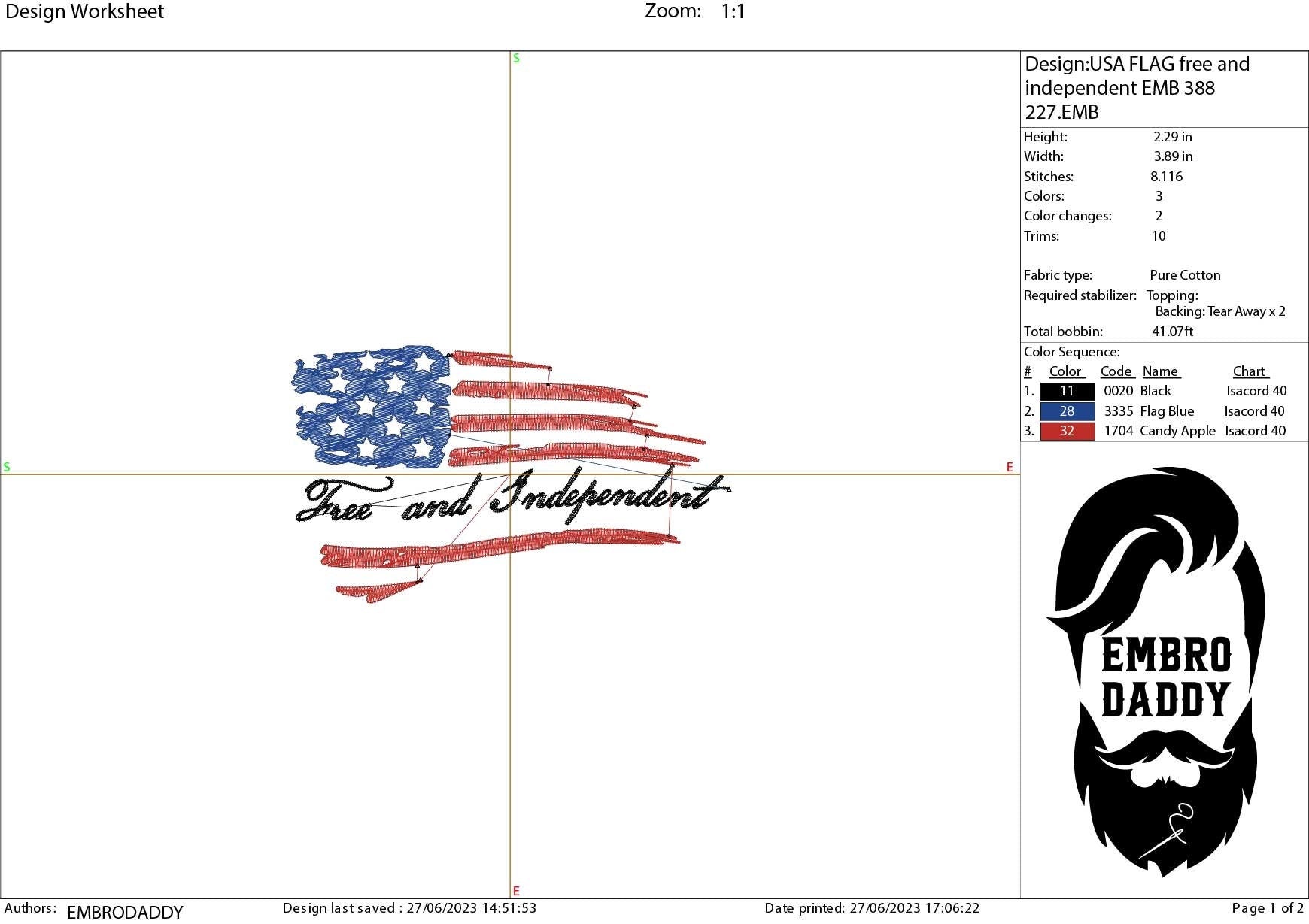 Machine Embroidery files, USA flag, Free and Independent, DST, PES, xxx, hus & more