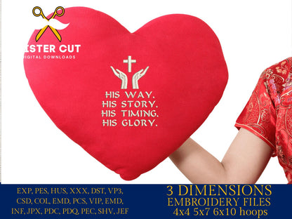 Machine Embroidery files, Jesus His way, His story, His glory, PES, DST, xxx, hus & more