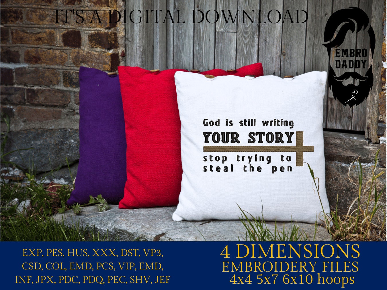 Machine Embroidery files, God is still writing your story, PES, DST, xxx, hus & more