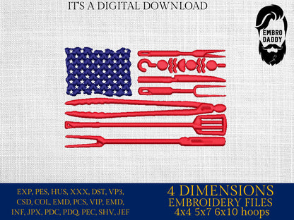 Machine Embroidery files, American Barbecue, BBQ, grill, DST, PES, xxx, hus, dst & more