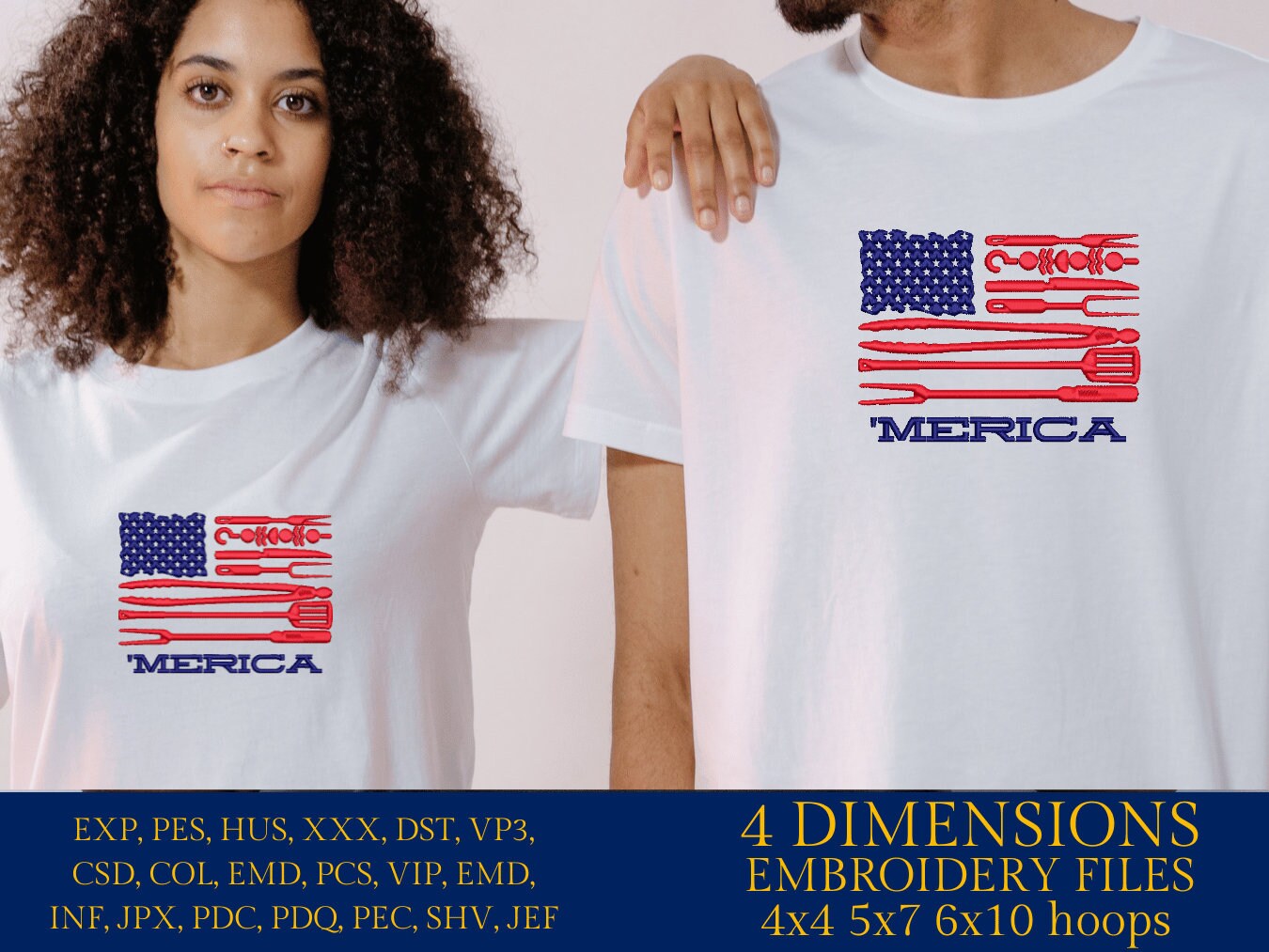 Machine Embroidery files, 'merica, American Barbecue, BBQ, grill, DST, PES, xxx, hus, dst & more