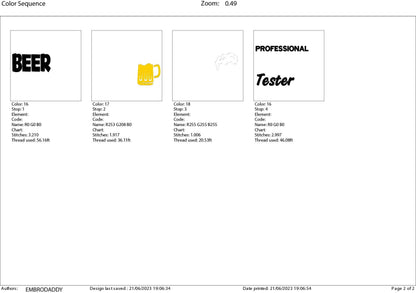 Machine Embroidery files, professional beer tester , DST, PES, xxx, hus & more