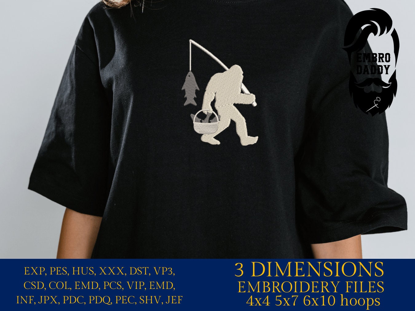 Machine Embroidery files, Bigfoot fisher, Bigfoot pes, Big Foot, Yeti, Sasquatch PES, xxx, hus & more