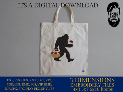 Machine Embroidery files, Bigfoot mushroom, Bigfoot pes, Big Foot, Yeti, Sasquatch PES, xxx, hus & more