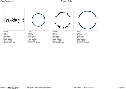 Machine Embroidery files, everyone was thinking it, DST, PES, xxx, hus & more
