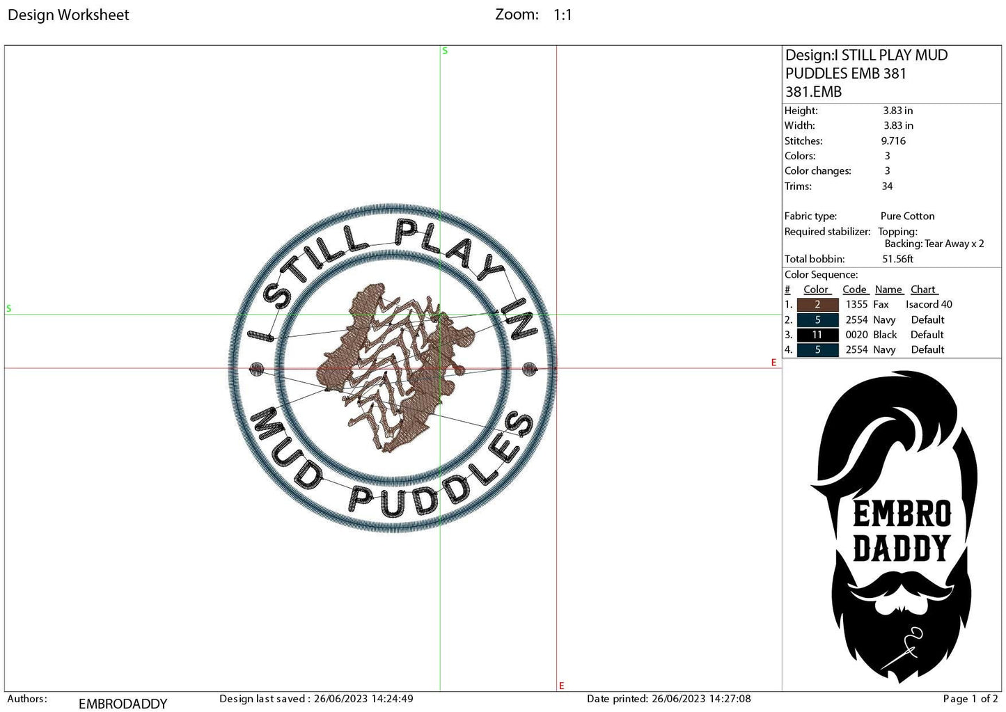 Machine Embroidery files, I still play with muddy puddles, dst PES, xxx, hus & more