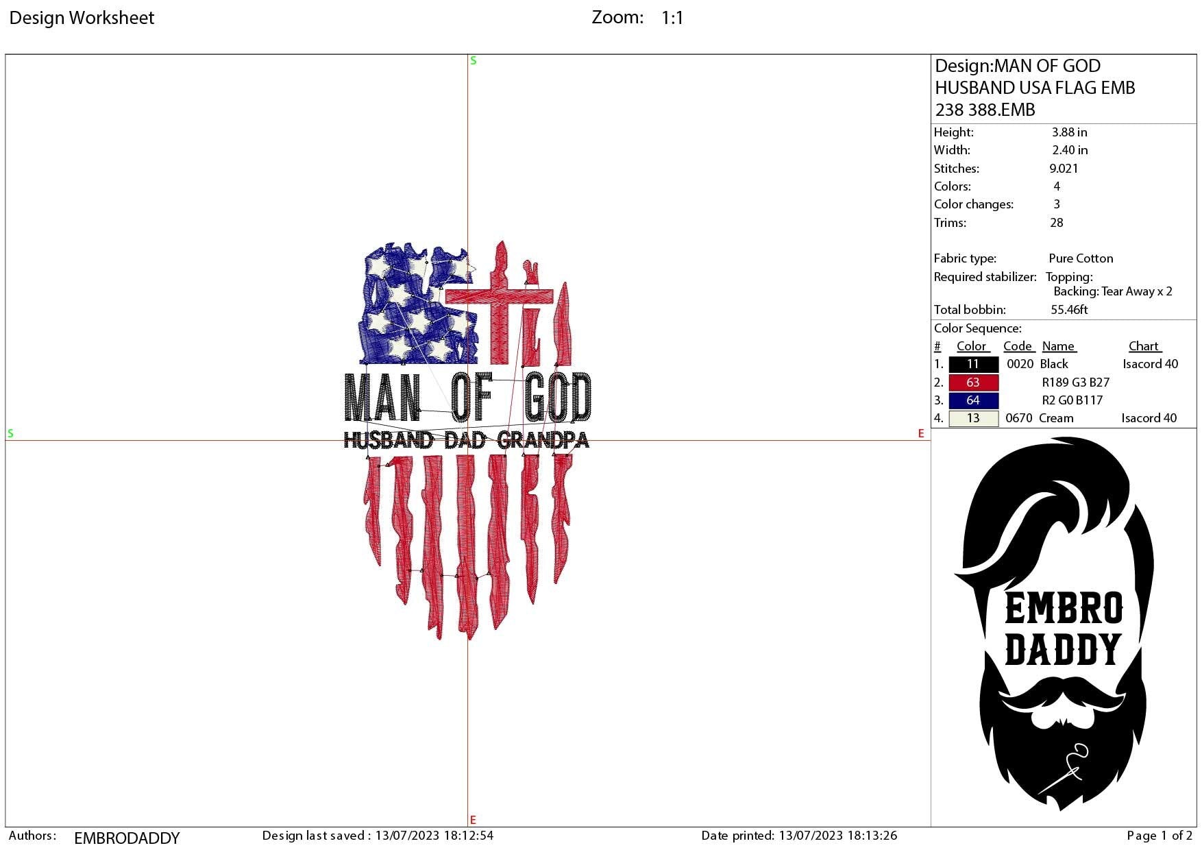 Machine Embroidery files, USA flag, Man Of God, Husband, Dad, Grandpa, PES, DST, xxx, hus & more