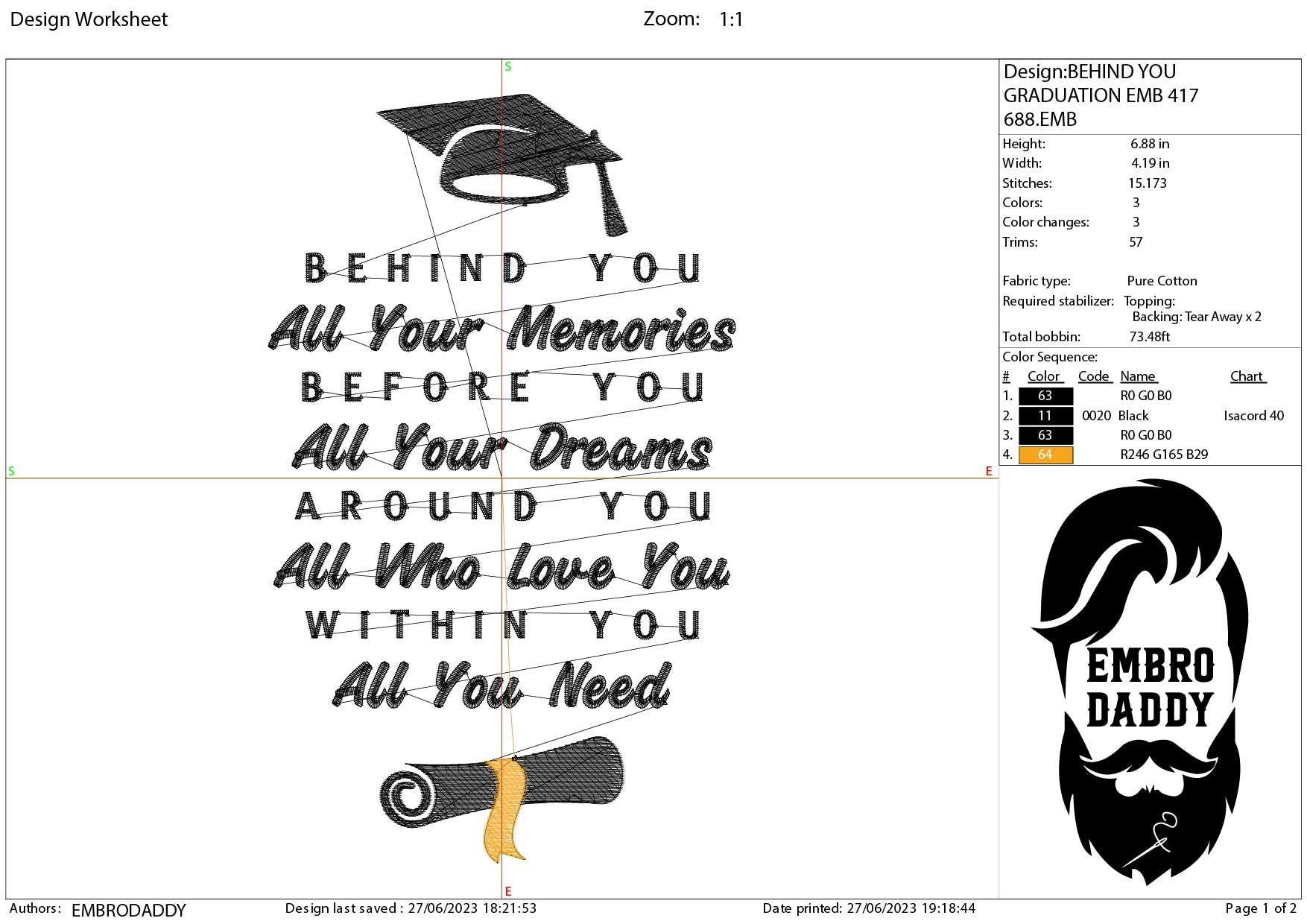 Machine Embroidery files, behind your all your memories, graduation, PES, dst, xxx, hus & more, embroidery files