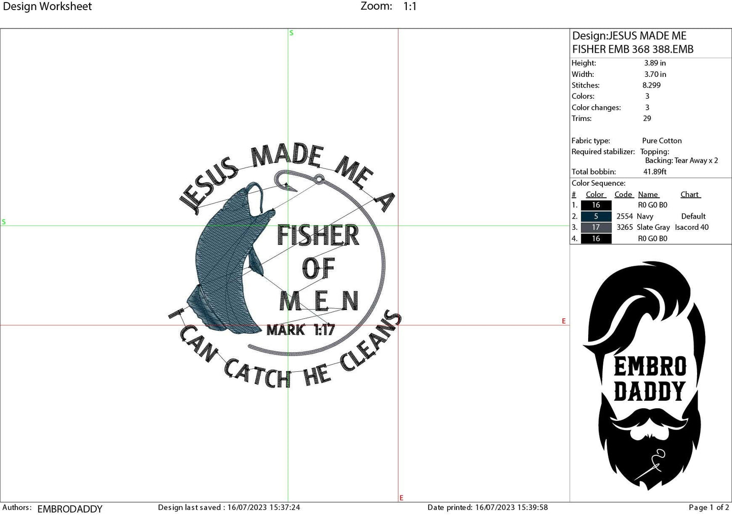 Machine Embroidery files, Jesus made me a fisher of men , PES, DST, xxx, hus & more