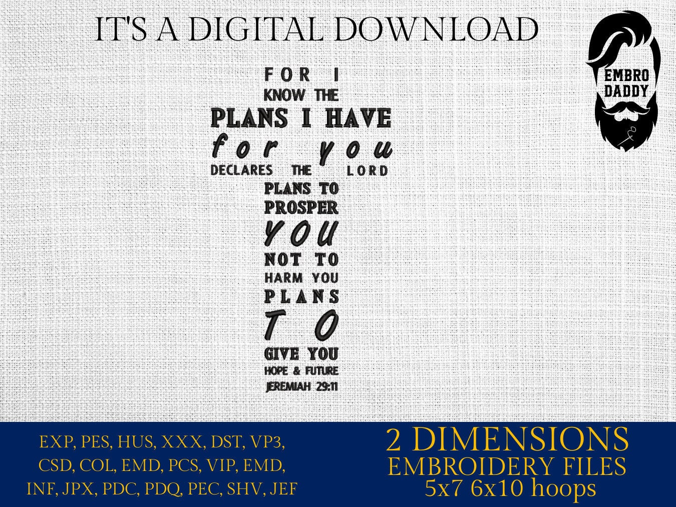 Machine Embroidery files, for I know plans I have, Jeremiah, PES, xxx, hus & more