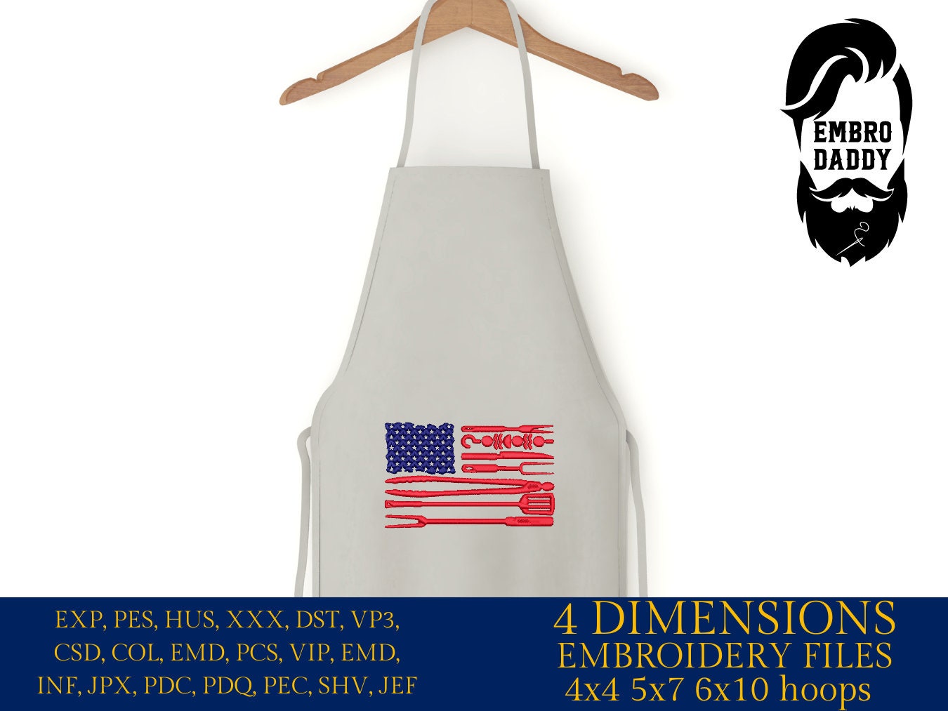 Machine Embroidery files, American Barbecue, BBQ, grill, DST, PES, xxx, hus, dst & more