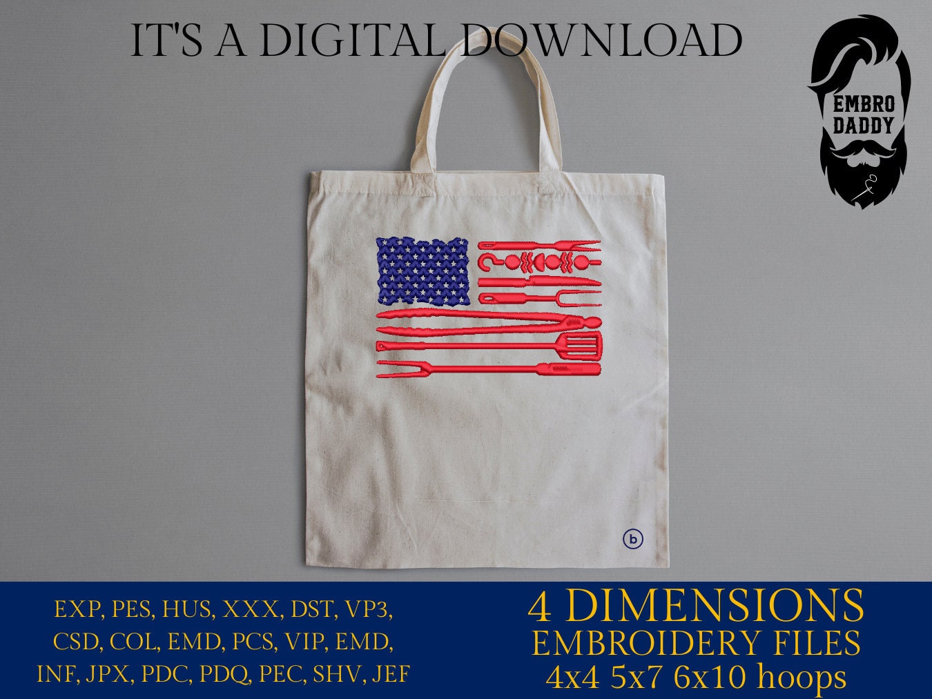 Machine Embroidery files, American Barbecue, BBQ, grill, DST, PES, xxx, hus, dst & more