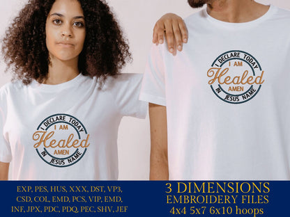 Machine Embroidery files, I am healed, PES, xxx, DST, hus & more
