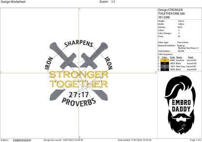 Machine embroidery files, stronger together, PES, DST, hus & more