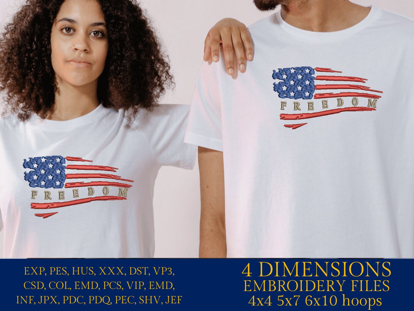 Machine Embroidery files, USA flag, Freedom, American Flag, PES, xxx, hus & more