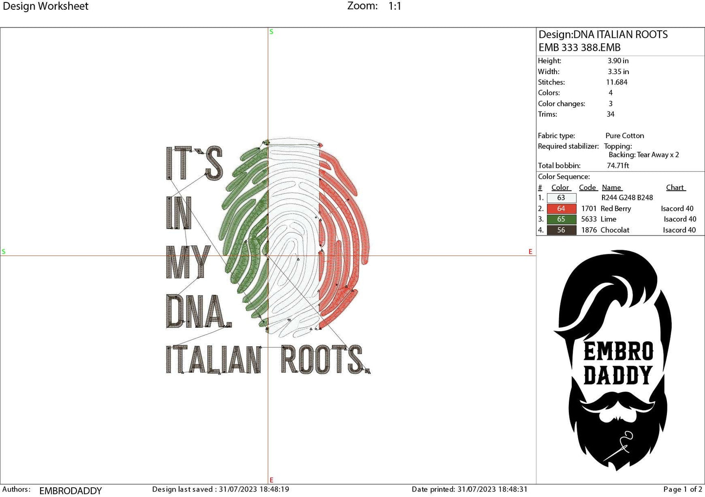 Machine Embroidery files, It's in my DNA Italian Roots, PES, DST, xxx, hus & more, Family reunion