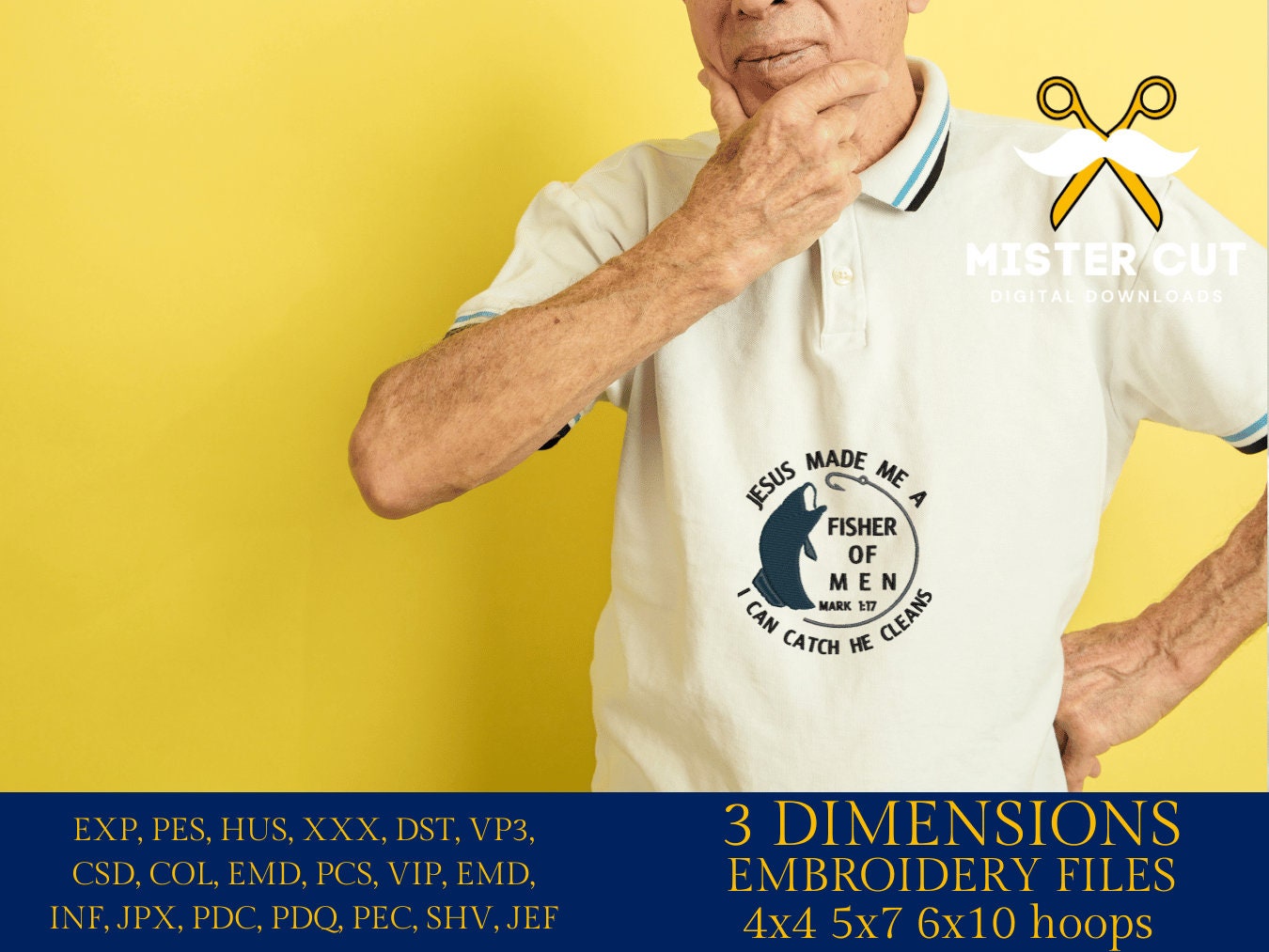 Machine Embroidery files, Jesus made me a fisher of men , PES, DST, xxx, hus & more