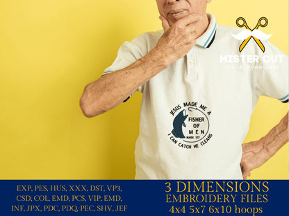 Machine Embroidery files, Jesus made me a fisher of men , PES, DST, xxx, hus & more