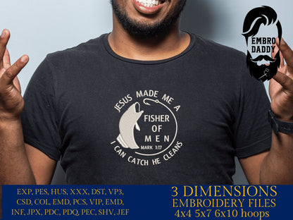 Machine Embroidery files, Jesus made me a fisher of men , PES, DST, xxx, hus & more
