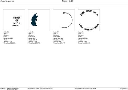 Machine Embroidery files, Jesus made me a fisher of men , PES, DST, xxx, hus & more