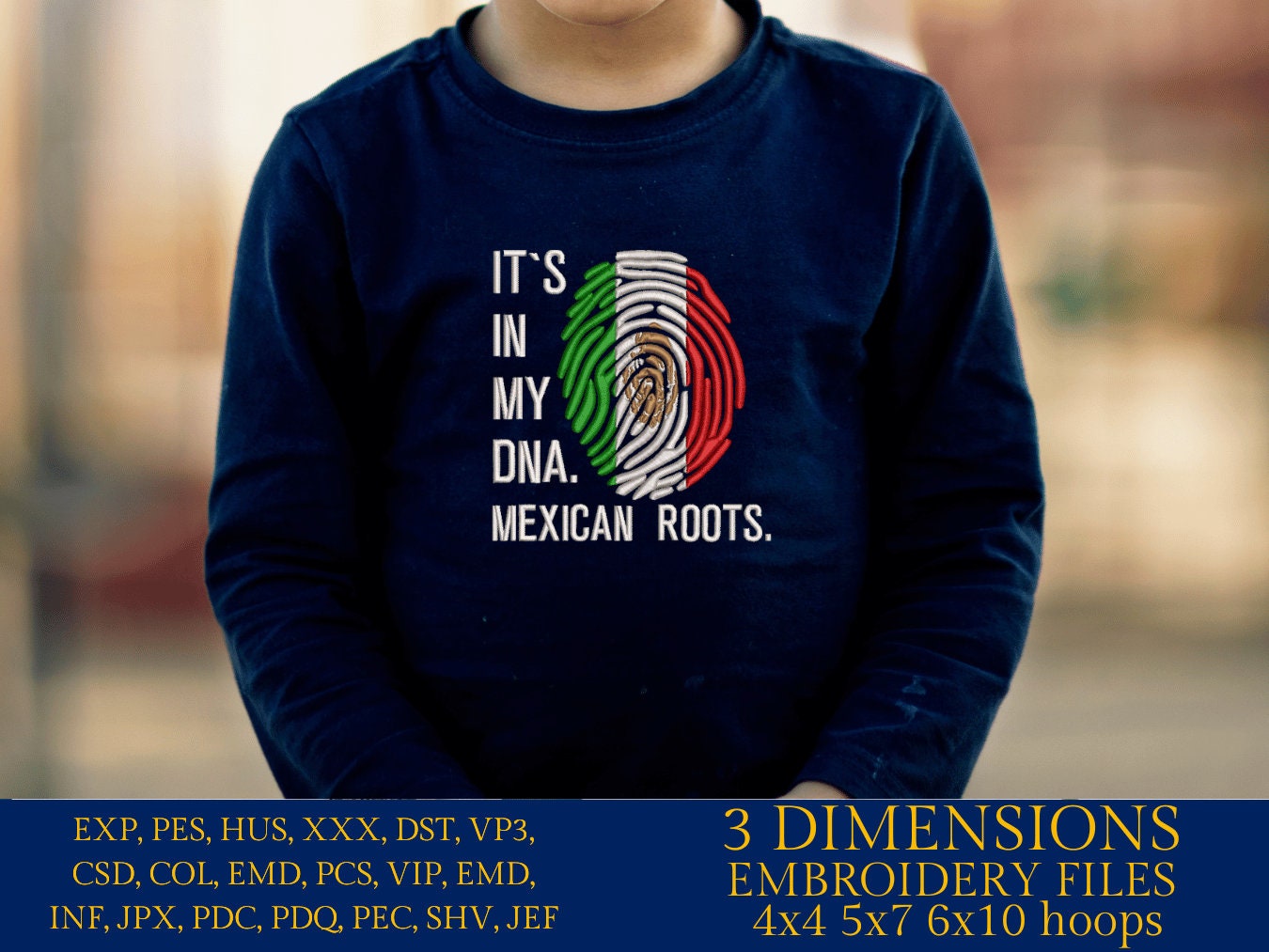 Machine Embroidery files, It's in my DNA Mexican Roots, PES, DST, xxx, hus & more, Family reunion