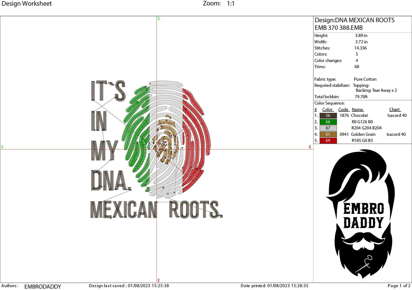 Machine Embroidery files, It's in my DNA Mexican Roots, PES, DST, xxx, hus & more, Family reunion