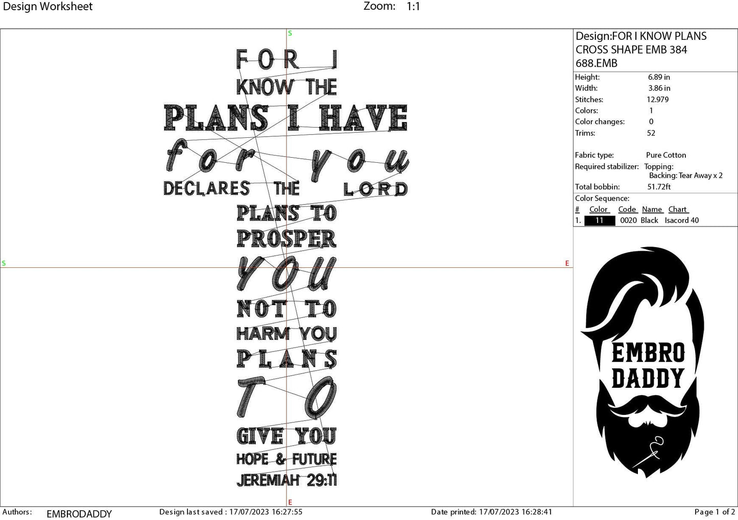 Machine Embroidery files, for I know plans I have, Jeremiah, PES, xxx, hus & more