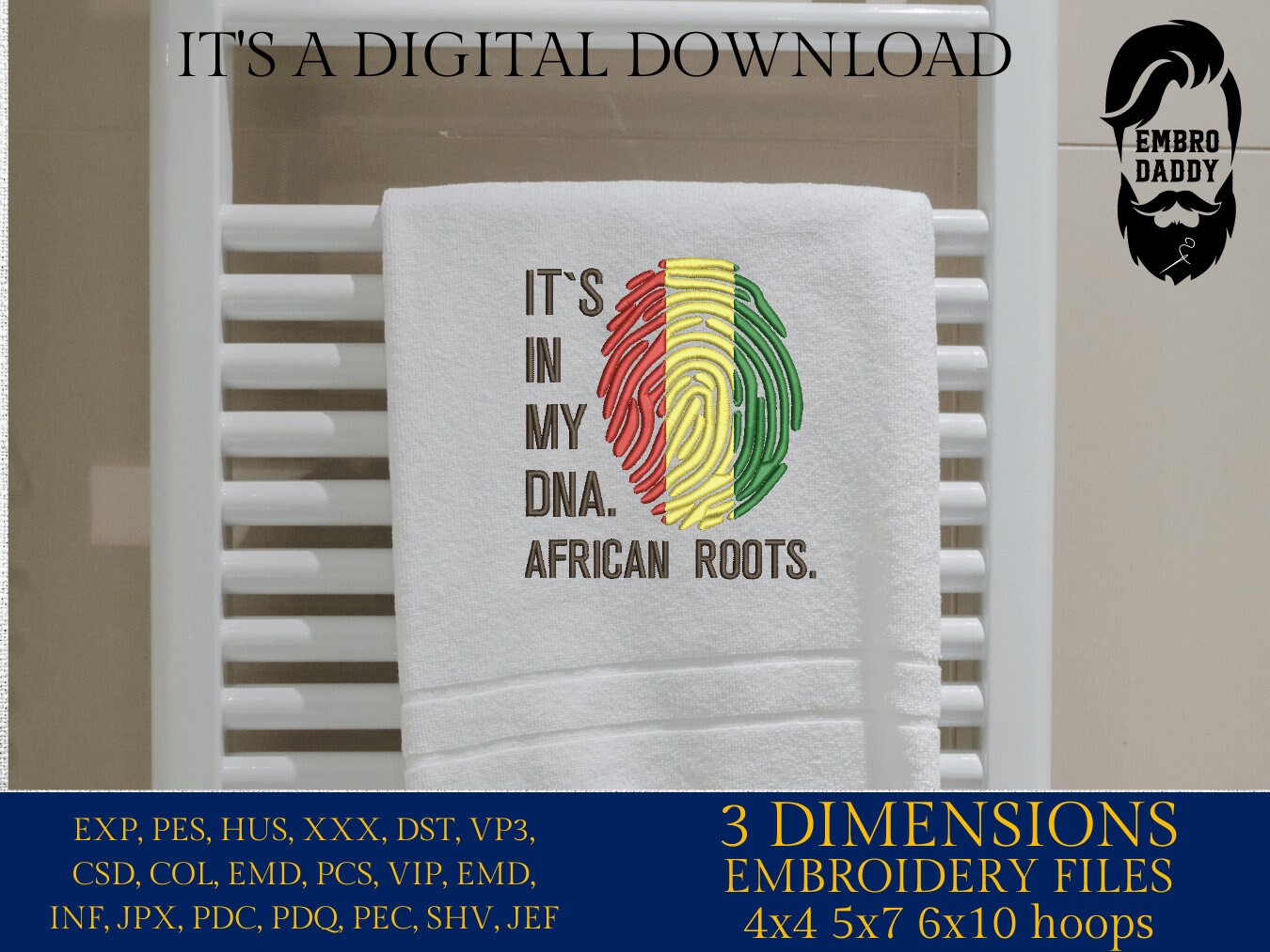 Machine Embroidery files, It's in my DNA African Roots, PES, DST, xxx, hus & more, Family reunion