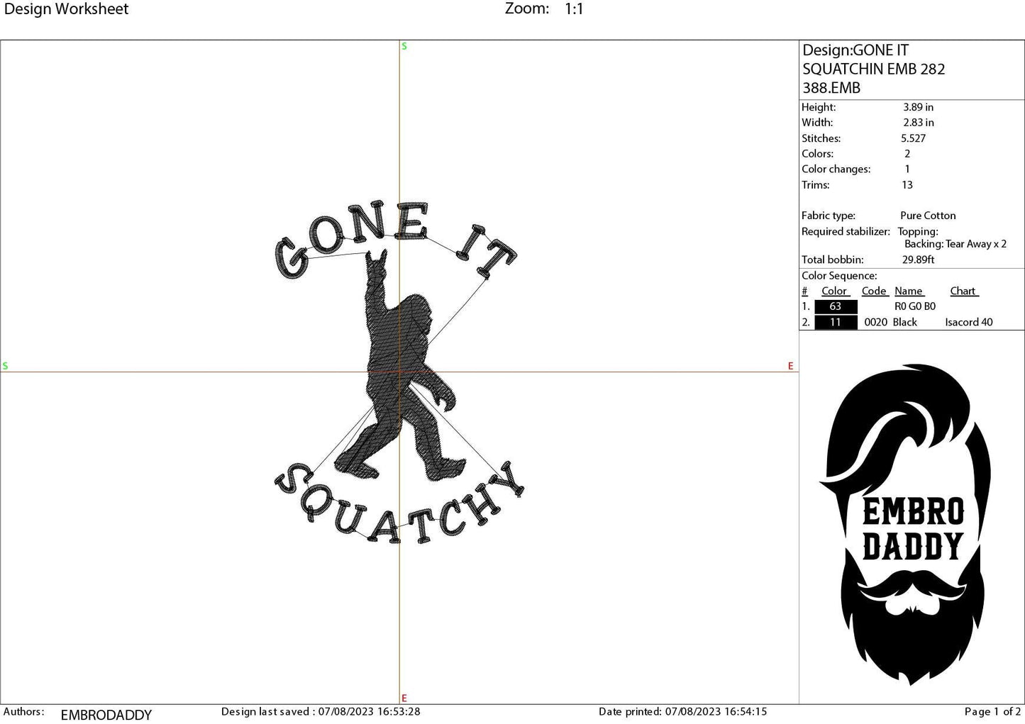 Machine Embroidery files, gone it squatchy, Bigfoot pes, Big Foot, Yeti, Sasquatch PES, xxx, hus & more