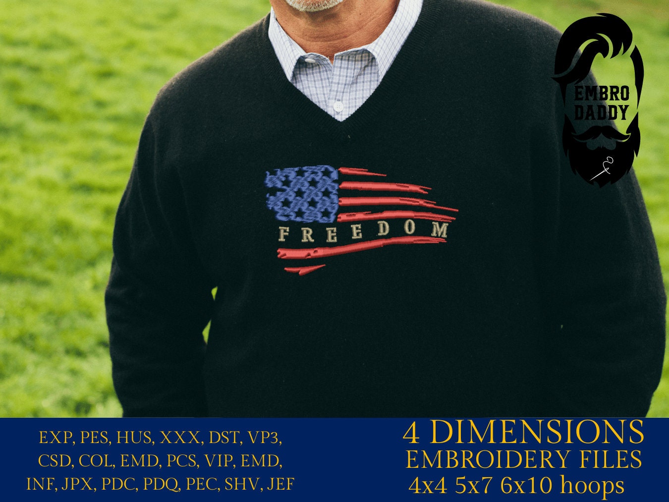 Machine Embroidery files, USA flag, Freedom, American Flag, PES, xxx, hus & more