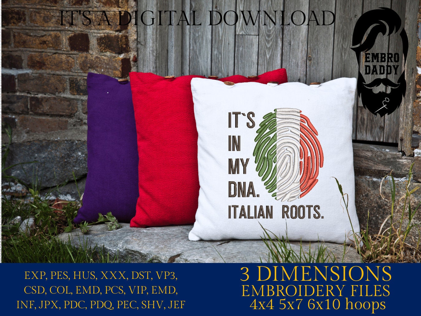 Machine Embroidery files, It's in my DNA Italian Roots, PES, DST, xxx, hus & more, Family reunion