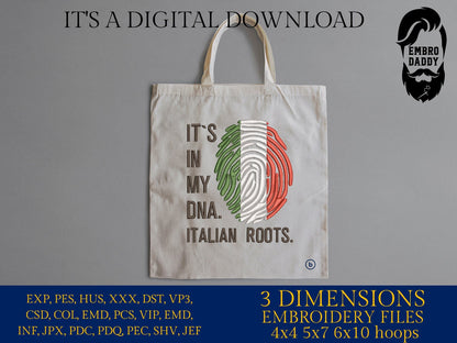 Machine Embroidery files, It's in my DNA Italian Roots, PES, DST, xxx, hus & more, Family reunion