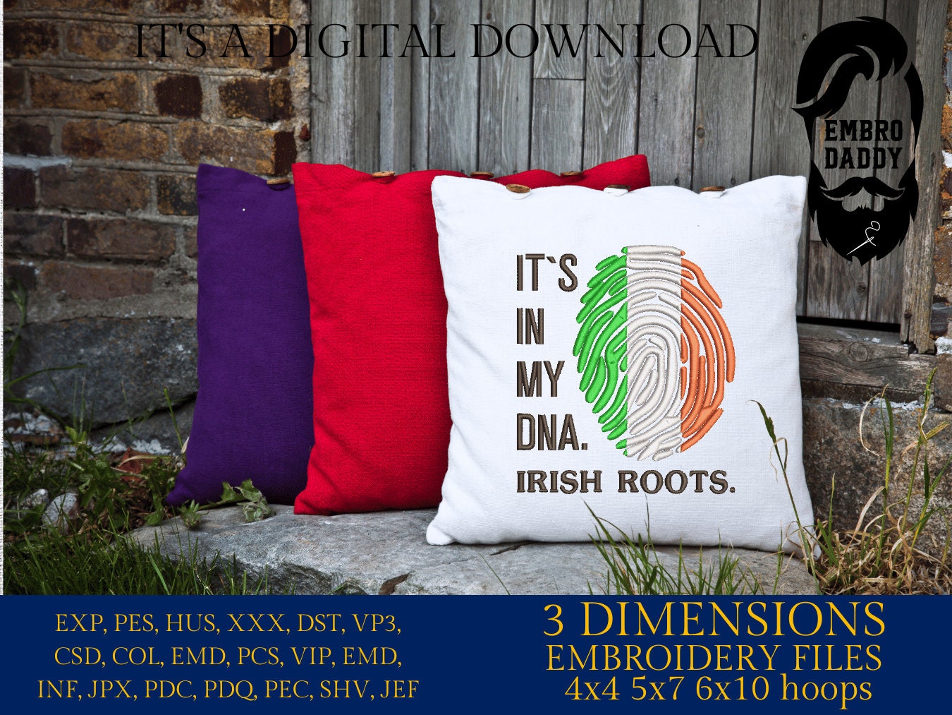 Machine Embroidery files, It's in my DNA Irish Roots, PES, DST, xxx, hus & more, Family reunion