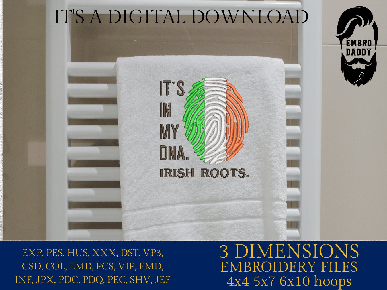 Machine Embroidery files, It's in my DNA Irish Roots, PES, DST, xxx, hus & more, Family reunion